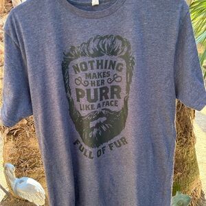 Men's Gray Graphic Tee beard bearded purr